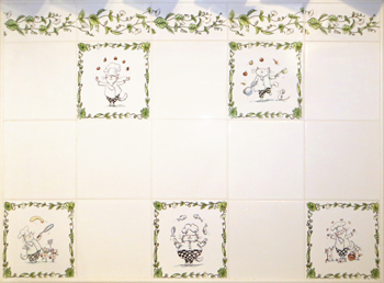 wall tiles decorated with decals